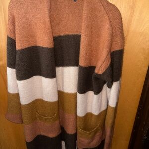Lane Bryant Brown Striped Multicolor Women's Sweater size 10/12